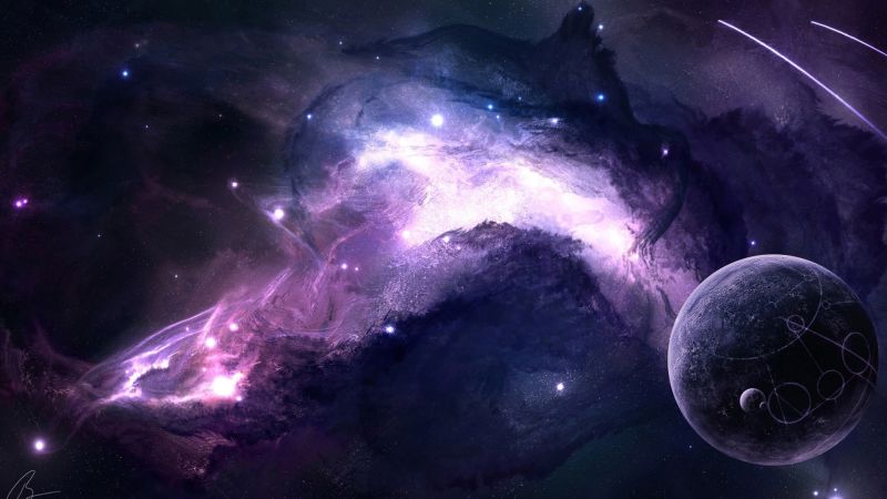 digitální umění, galaxie, prostor, nachový, space art, planeta digitální umění, galaxie, prostor, nachový, space art, planeta