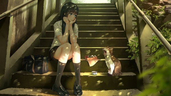 cat,hair,1700x957 px,anime,food,girls