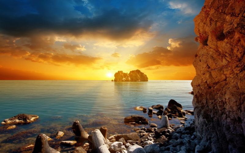 日光, 風景, 日没, 海, 湾, 岩 日光, 風景, 日没, 海, 湾, 岩