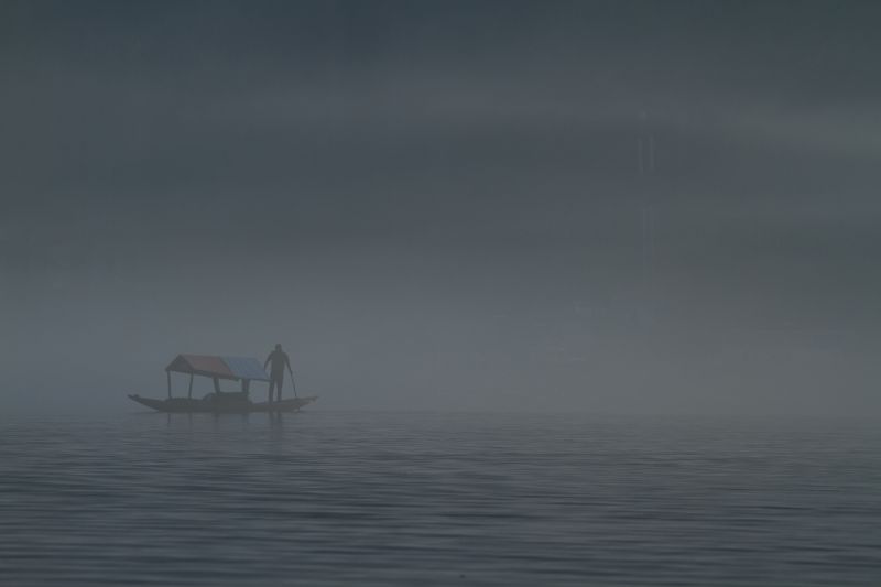 voda, mlha, horizont, uklidnit, moře, oceán