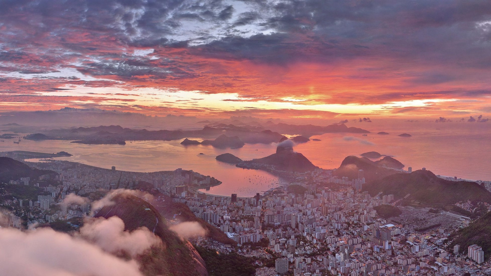 Wallpaper : Rio de Janeiro, Brazil, city, cityscape, sunset, clouds ...