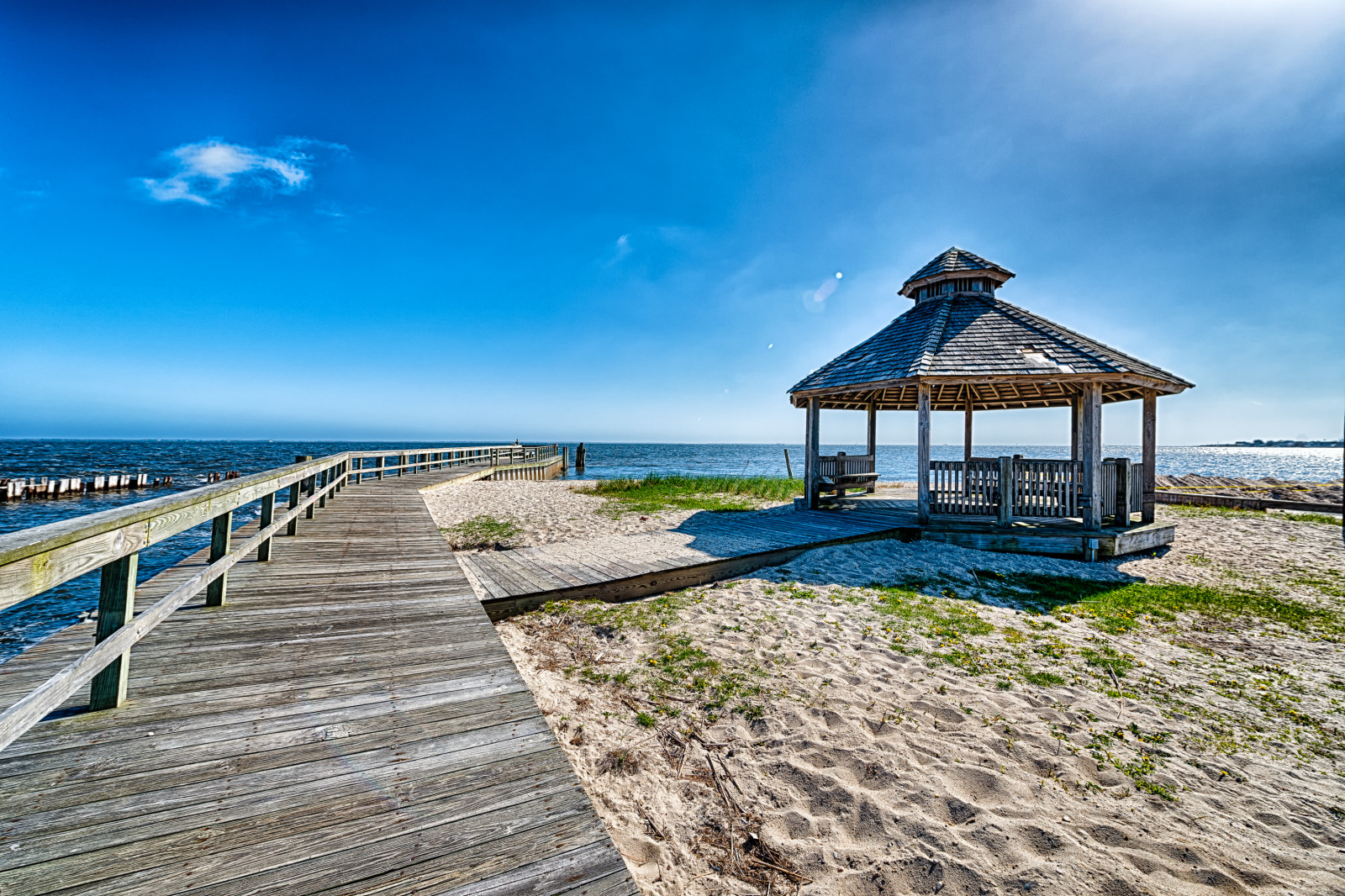 Fondos de pantalla Sol, Nueva York, playa, agua, césped, paisaje