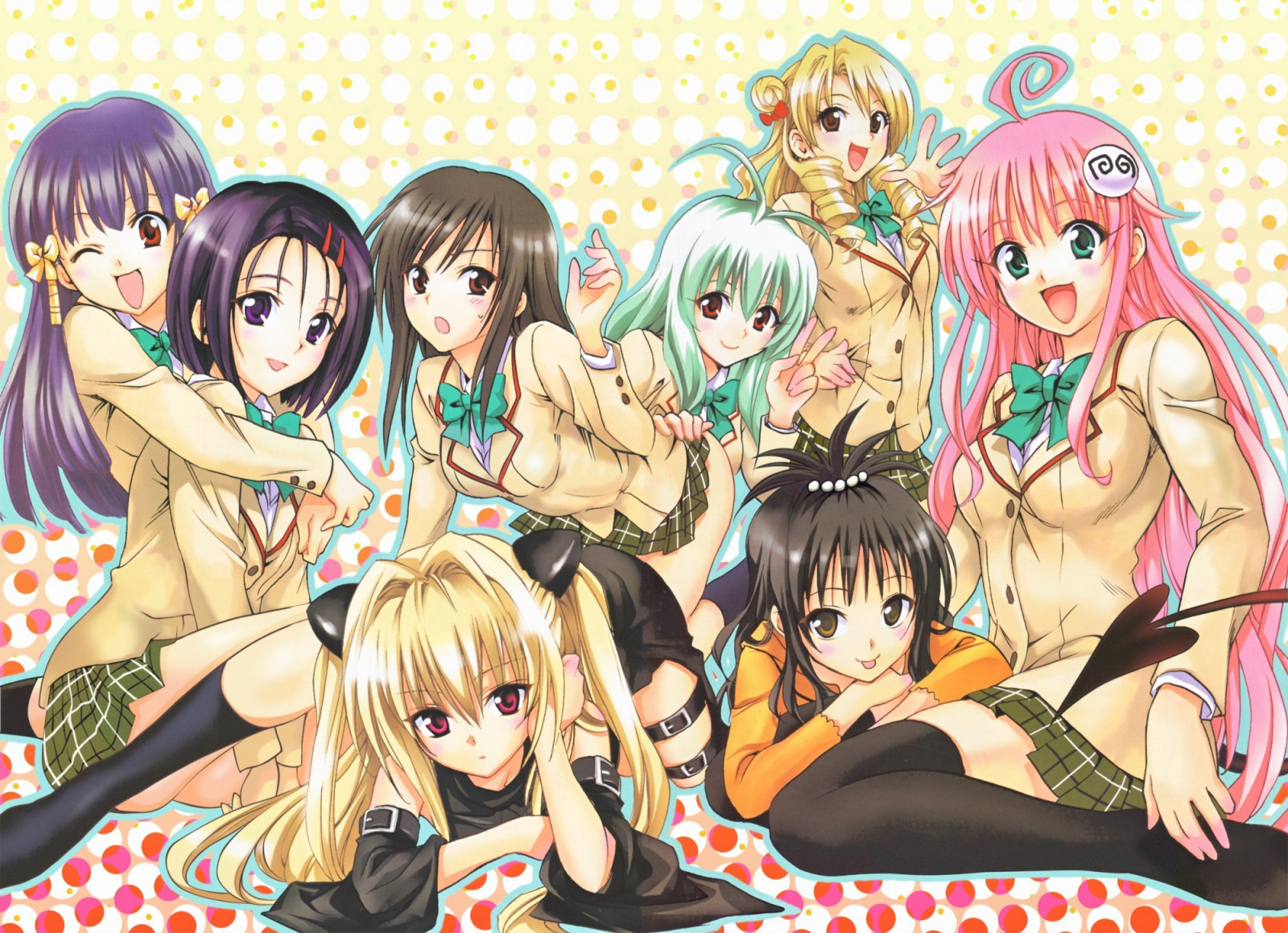 ภาพประกอบ, สีบลอนด์, อะนิเมะ, สาวอะนิเมะ, รัก ru, ลาลา Satalin Deviluke, Yuuki Mikan, ความมืดสีทอง, การ์ตูน, ชุดนักเรียน, ผมสีชมพู, Kotegawa Yui, Sairenji Haruna, เรียก Elsie Jewelria, Shizu Murasame, Tenjouin Saki, มังงะ