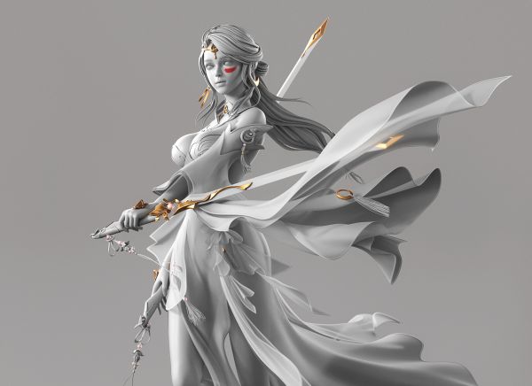 artwork,ArtStation,fantasy art,fantasy girl,gray background,cavan
