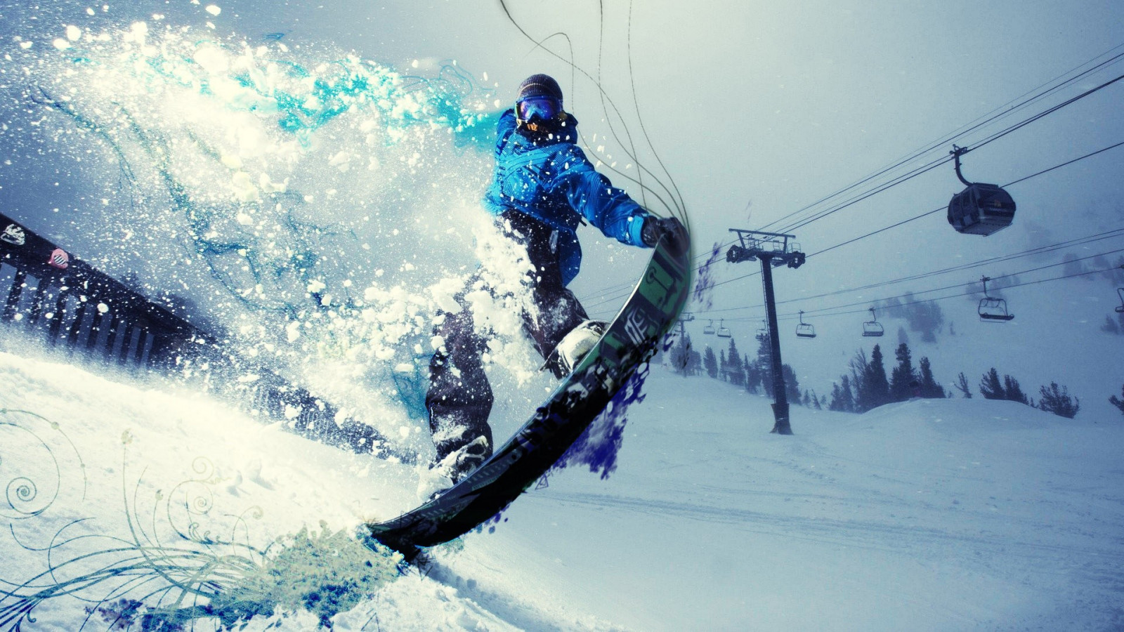 Wallpaper snow, blue, snowboarding, snowboard, Ski, piste, sports