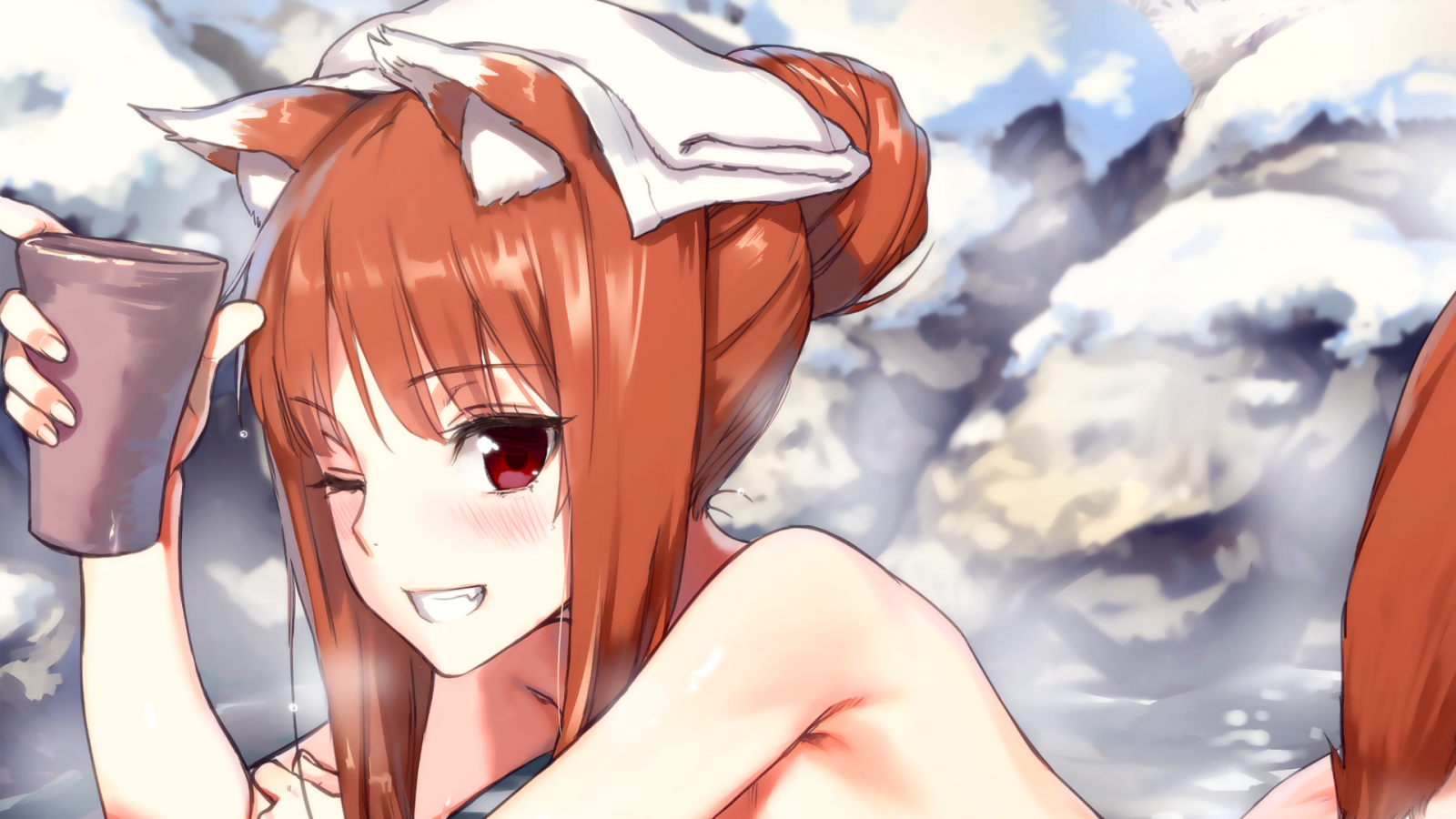 anime, kreslená pohádka, Holo, Koření a vlk, Okamimimi, Snímek obrazovky, mangaka