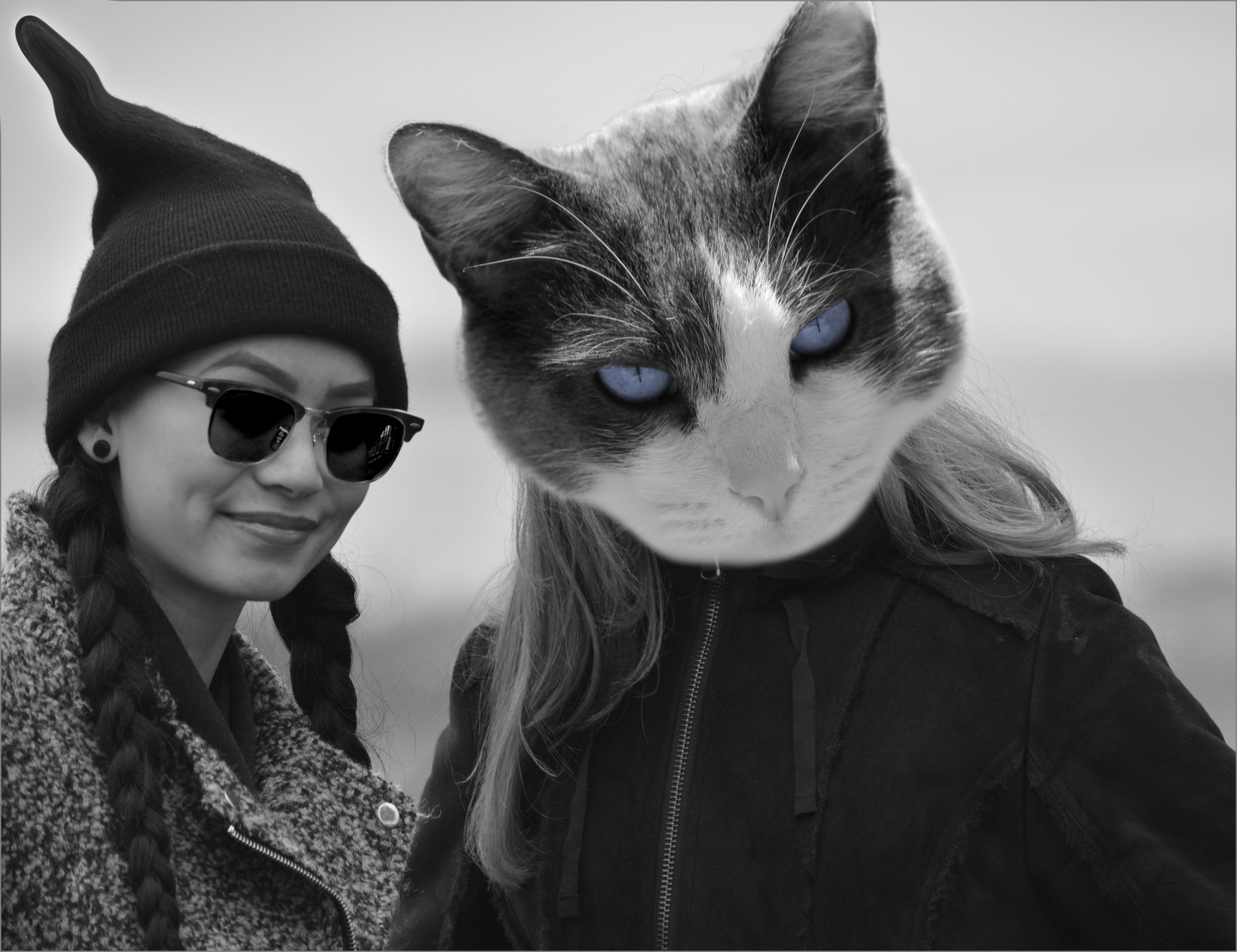 Wallpaper ladies, woman, cat, observation, eyes, bokeh, stare