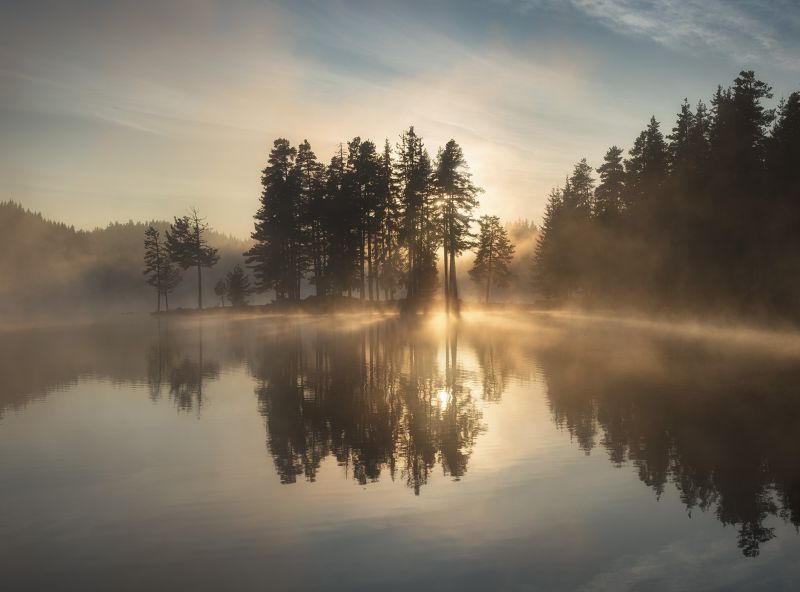 stromy, krajina, slunečnímu záření, les, západ slunce, jezero stromy, krajina, slunečnímu záření, les, západ slunce, jezero