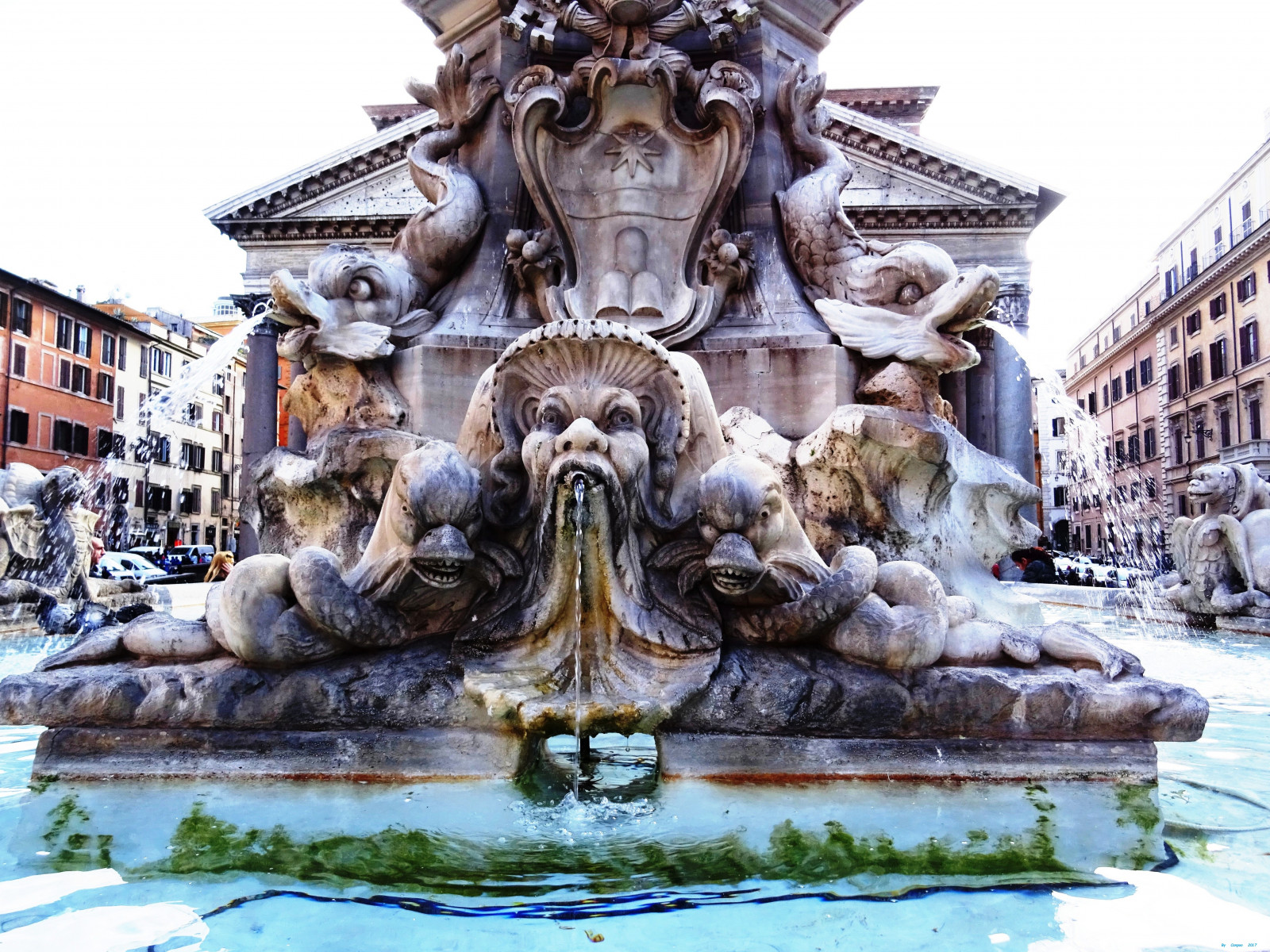 デスクトップ壁紙 フォンタナディピアザデッロロンダ, ジャコモデラポルタ, Clementexi, リオネコローナ, ローマ, ラツィオ