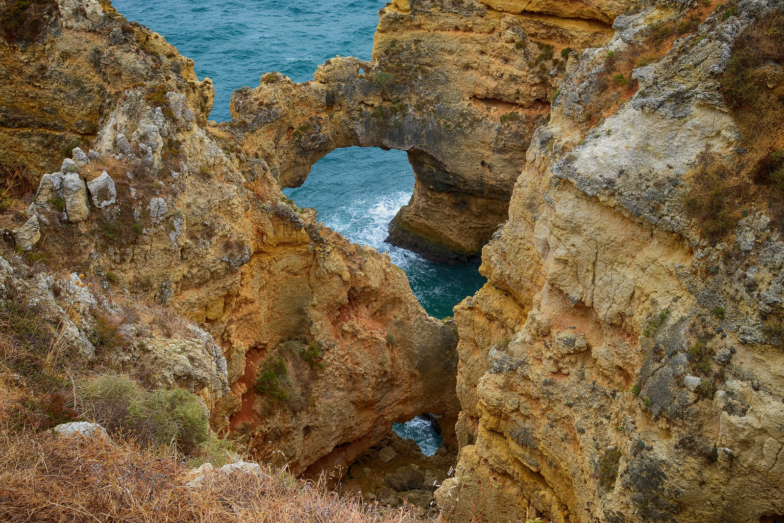 oceán, útes, barva, Portugalsko, pobřeží, pískovec, barvitý, Evropa, oblouk, Pohled, jižní, oblouky, lagos, atlantický, jižní, západní, Průhled, algarve, mrzutý, 