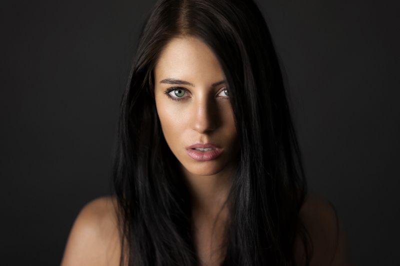 tvář, ženy, model, portrét, dlouhé vlasy, Černá tvář, ženy, model, portrét, dlouhé vlasy, Černá