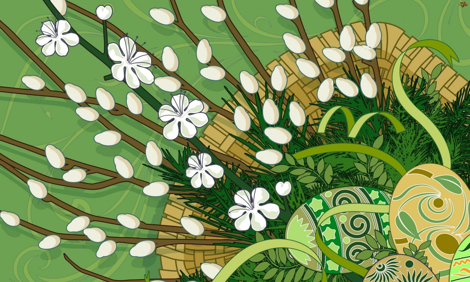 vajíčka, Verba, košík, Dovolená, velikonoční