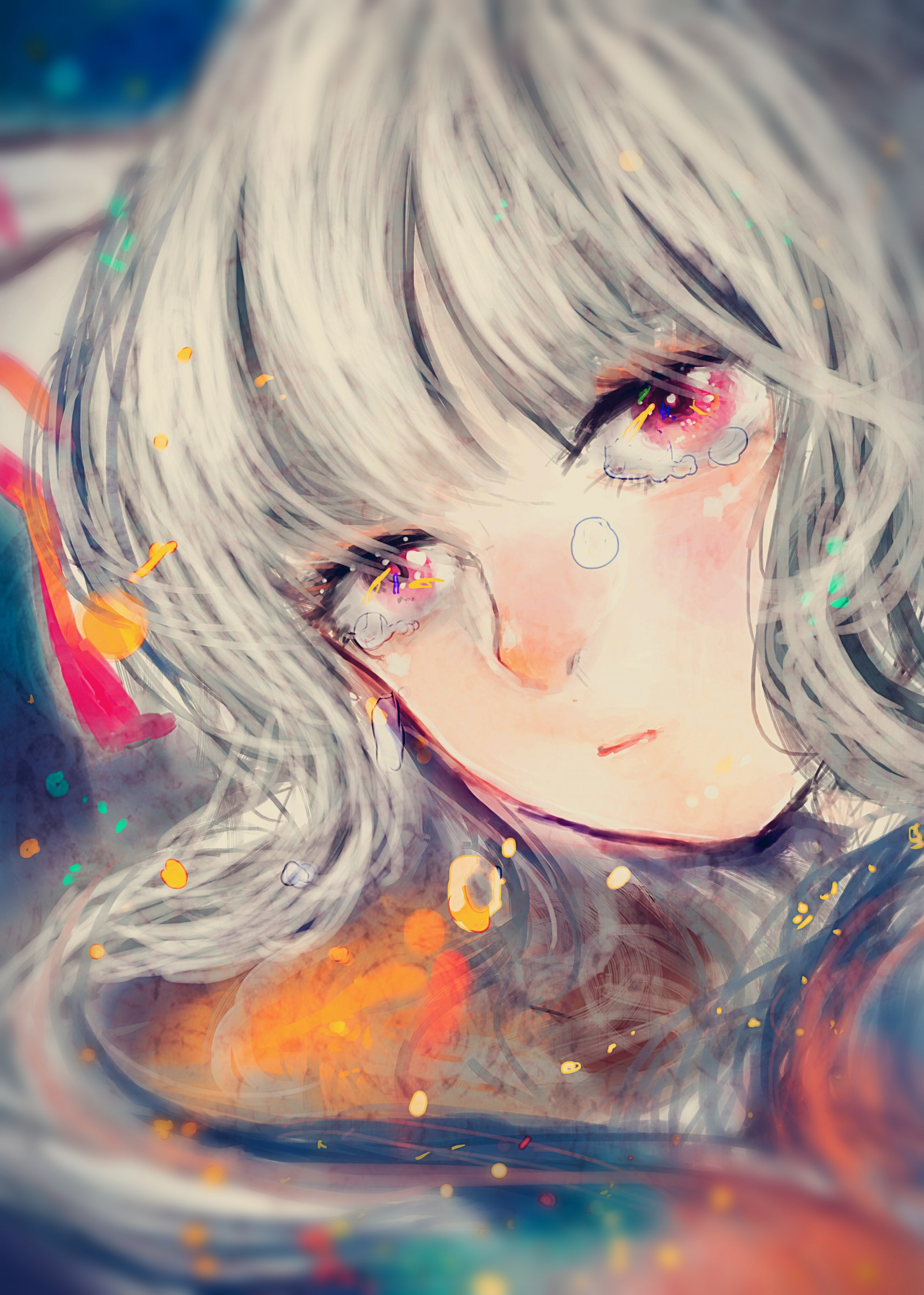 tvář, výkres, malování, ilustrace, portrét, anime, anime dívky, manga, modrý, hlava, UMĚNÍ, barva, krása, oko, Lidské tělo, orgán, zblízka