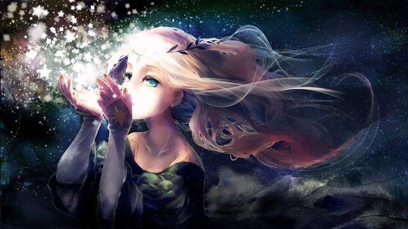 cabelo longo, Anime, Meninas anime, Estrelas, Loiras, Olhos cabelo longo, Anime, Meninas anime, Estrelas, Loiras, Olhos