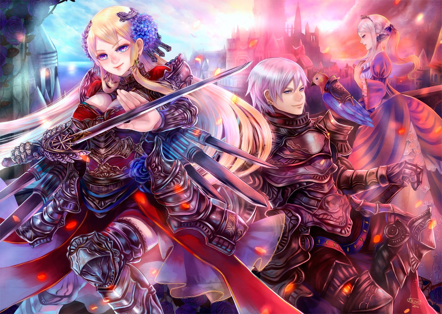 デスクトップ壁紙 長い髪 アニメの女の子 ショートヘア 武器 鎧 剣 漫画 神話 スクリーンショット コミックブック 1406x1000 tyler228 40561 デスクトップ壁紙 wallhere