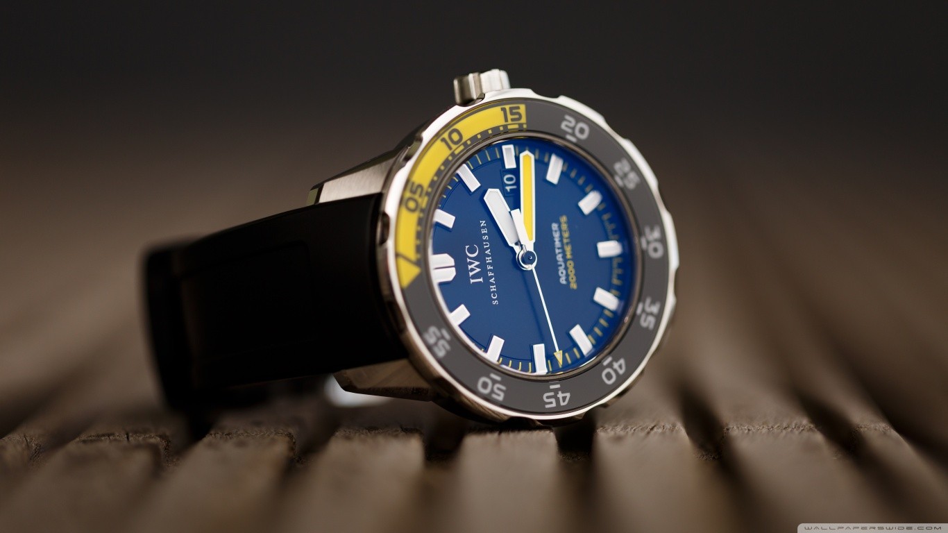 hodinky, dřevěný povrch, značka, IWC, ruka, popruh