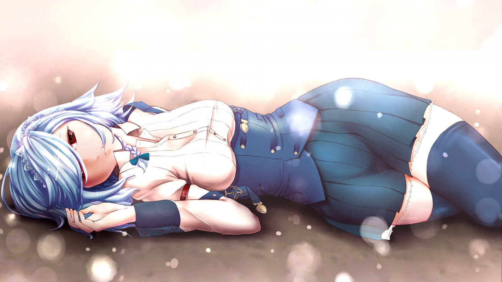 blondýnka, oči, anime, anime dívky, Touhou, modrý, kreslená pohádka, Izayoi Sakuya, komiks, oblečení, kostým