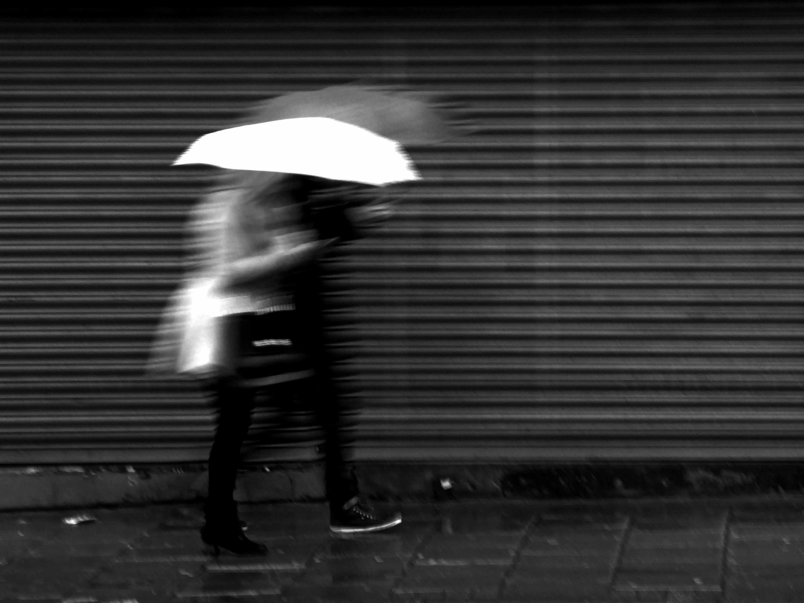 Wallpaper street, shadow, rain, umbrella, couple, standing, shutters