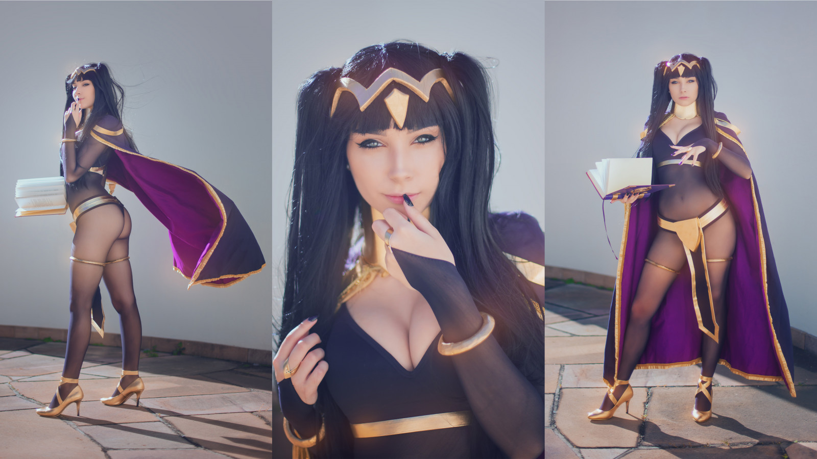 donne, collage, grandi tette, Beke Jacoba, cosplay, Tharja, brunetta