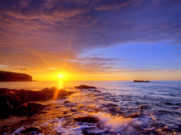 Canary Islands, sea, decline, Sun, evening, stones