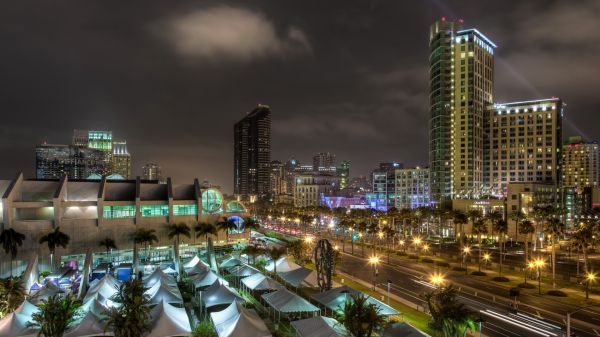 landscape, city, cityscape, lights, street, night