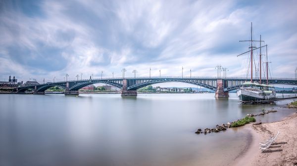architecture,bridge,water,sailing ship,river,banks