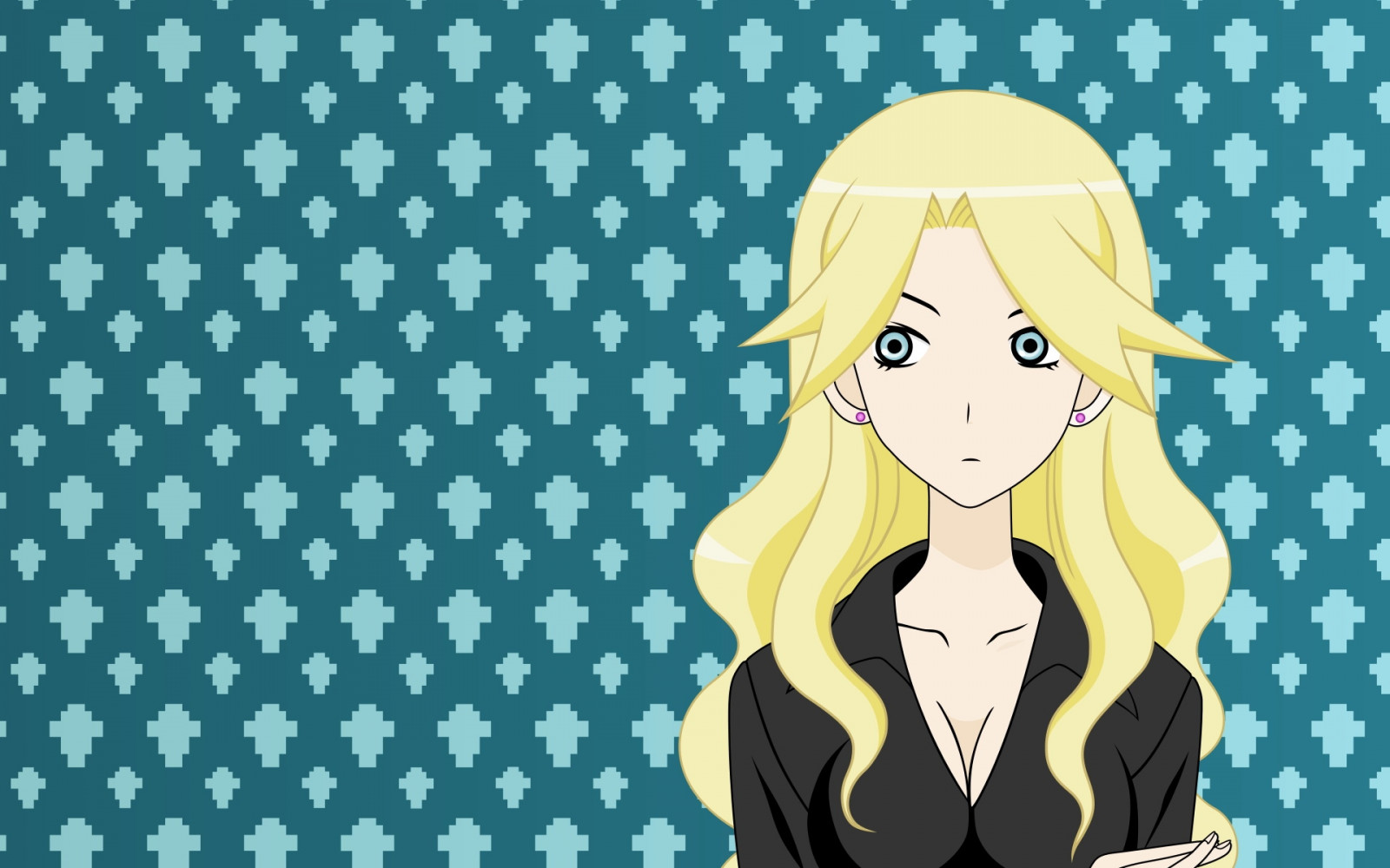 Zeichnung, Illustration, Augen, Anime, Karikatur, Muster, Sayonara Zetsubou Sensei, KUNST, Mädchen, Hintergrund, Entwurf, blond