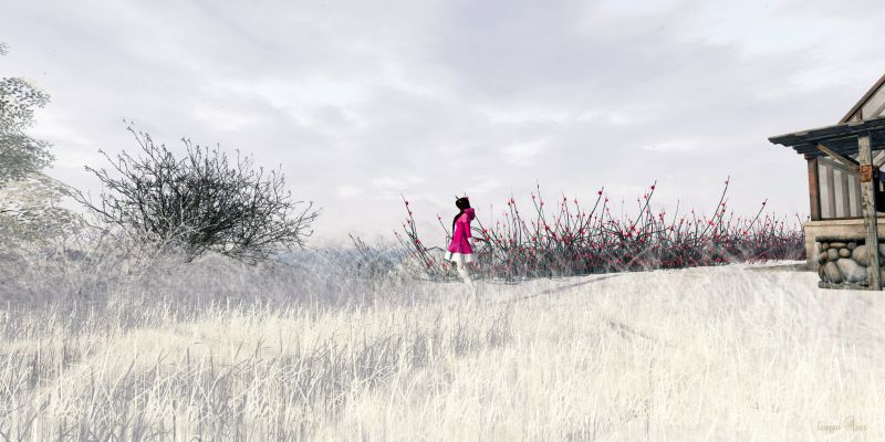 trees, landscape, snow, winter, artwork, grass trees, landscape, snow, winter, artwork, grass