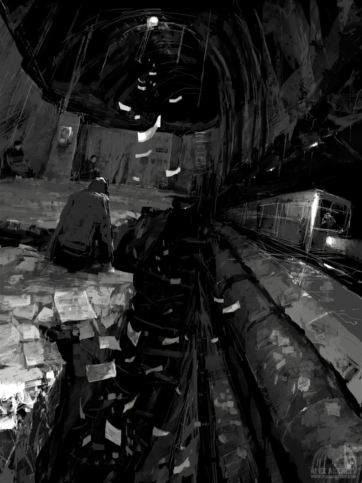 nero, monocromo, visualizzazione verticale, fotografia, opera d'arte, surreale, concept art, Alexey Andreev, oscurità, immagine dello schermo, bianco e nero, fotografia in bianco e nero, film noir