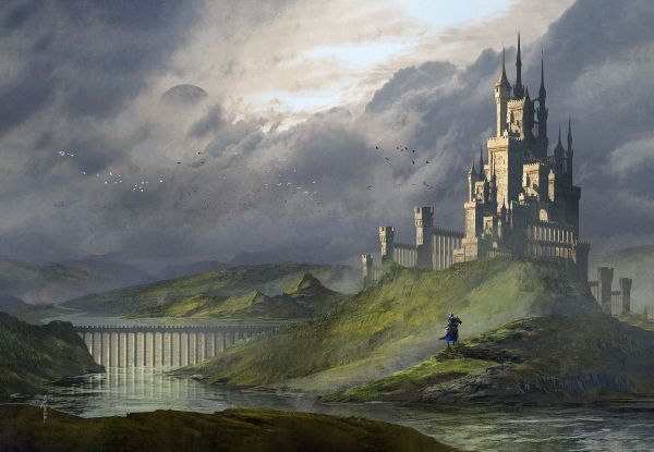 cloud,sky,water,building,painting,Natural landscape