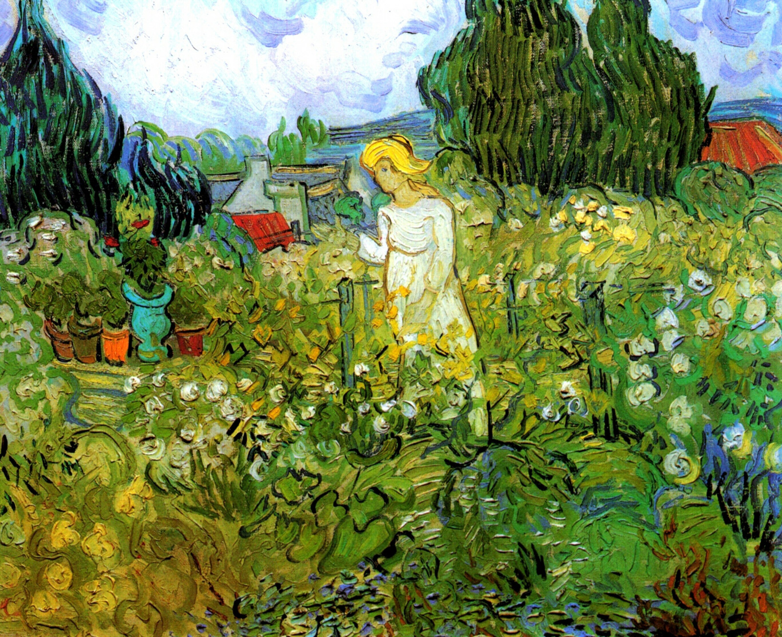 Wallpaper : Vincent van Gogh, flowers, garden, women, plants, artwork