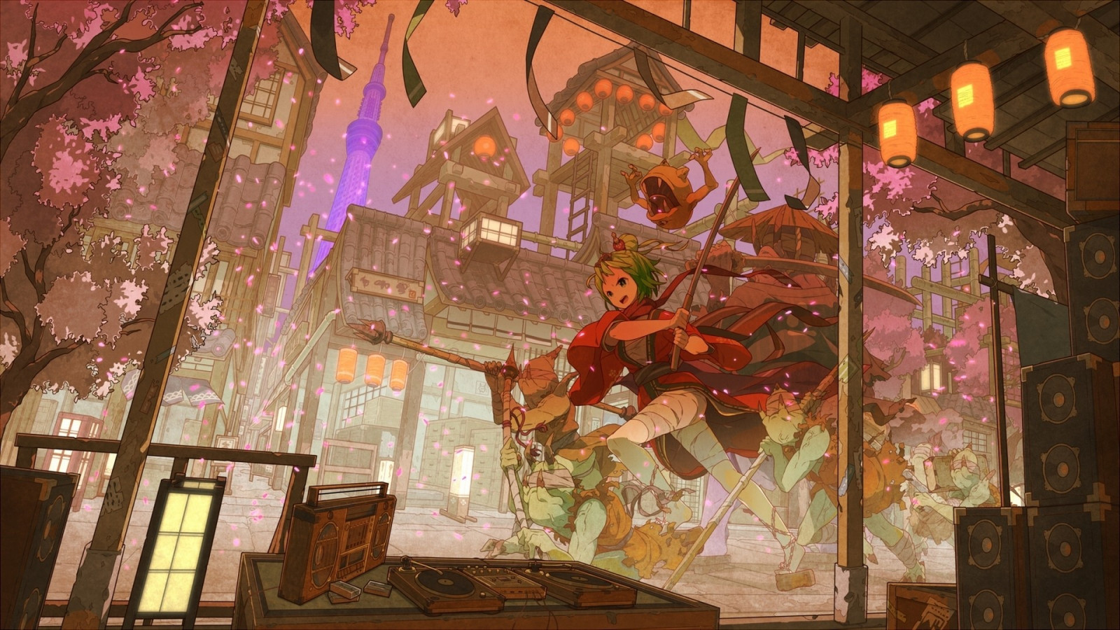 Malerei, Asiatische Architektur, Anime, Kunstwerk, Vocaloid, Japanische Kleidung, Megpoid Gumi, Wandgemälde, KUNST