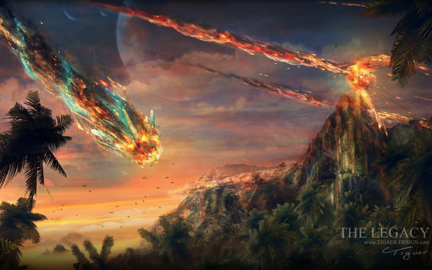 zonlicht, fantasy art, zonsondergang, 3D, hemel, artwork, zonsopkomst, avond, ochtend-, atmosfeer, schemer, wolk, dageraad, screenshot, 1440x900 px, computer wallpaper