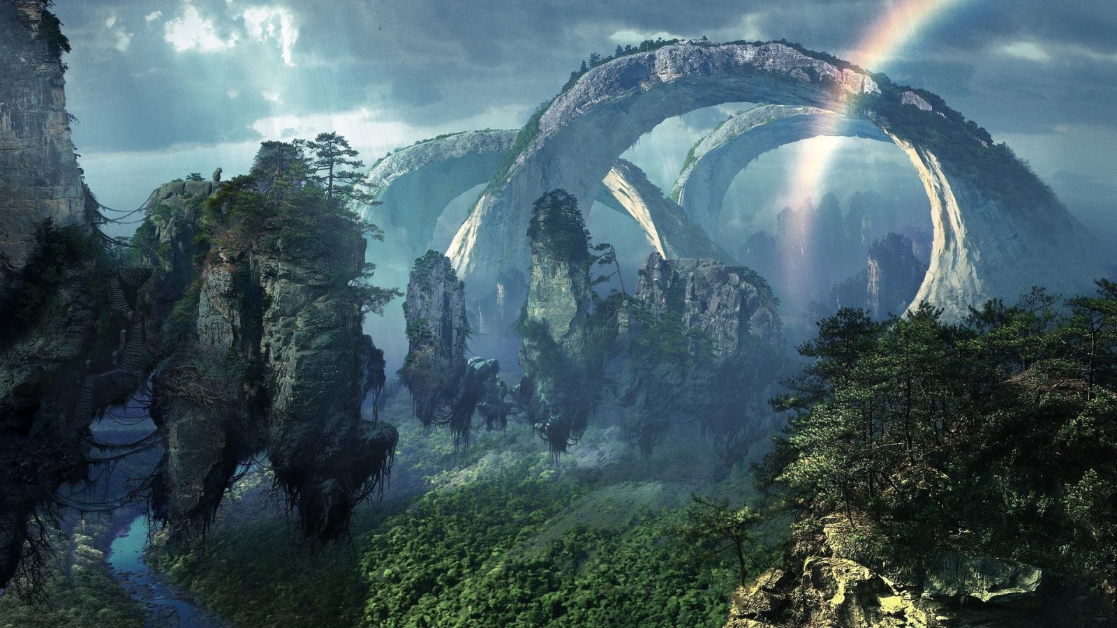 landskab, Skov, jorden, flydende ø, jungle, Terræn, bjerg, skærmbillede, 1920x1080 px, atmosfærisk fænomen, geologisk fænomen, vand funktion