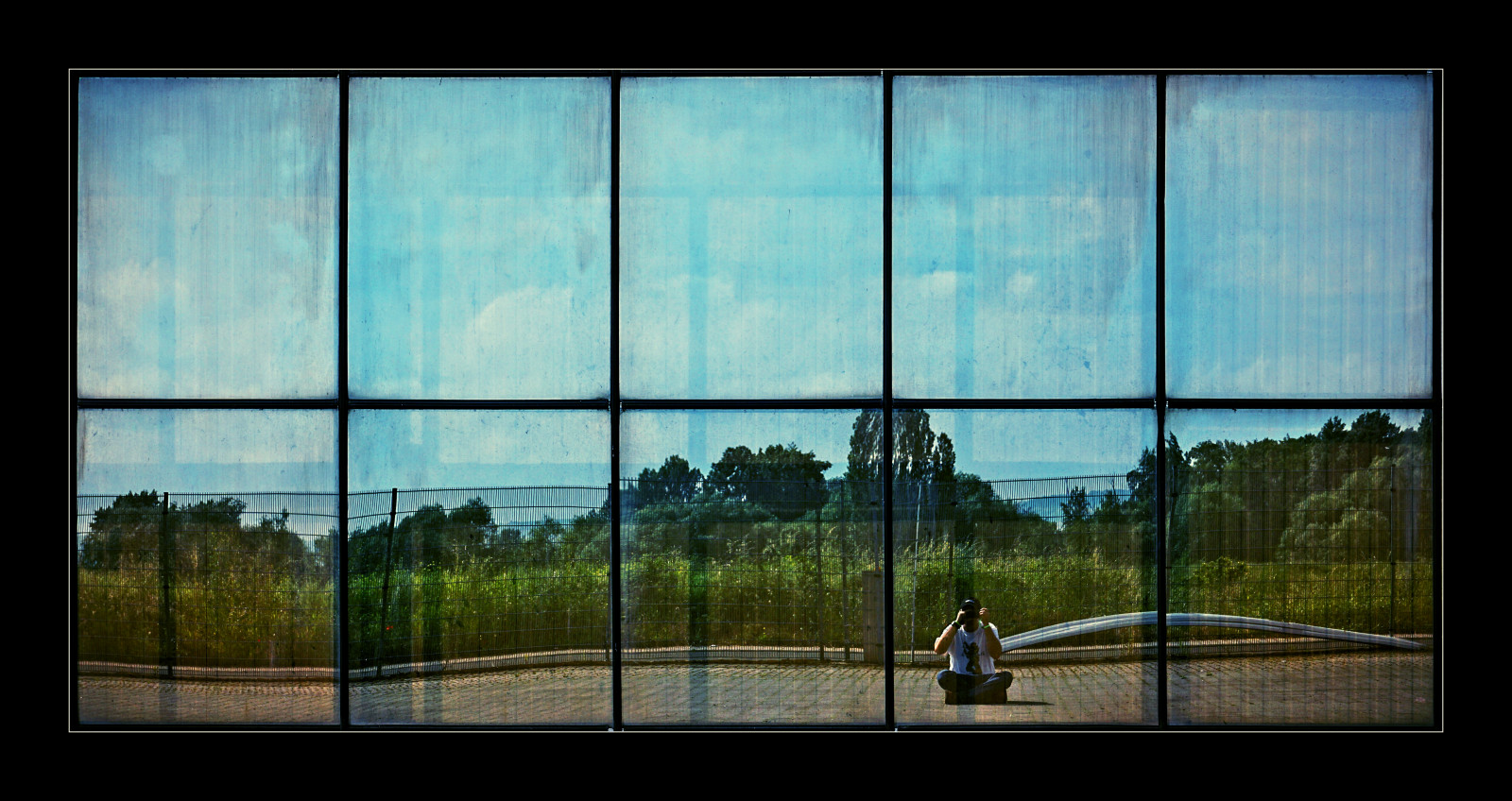 zarámovaný, selfie, sklenka, skleník, odraz, Truman, show, parchmankid, Sony, A6000, krajina, Svatozář, tee, košile, Parchman, dítě