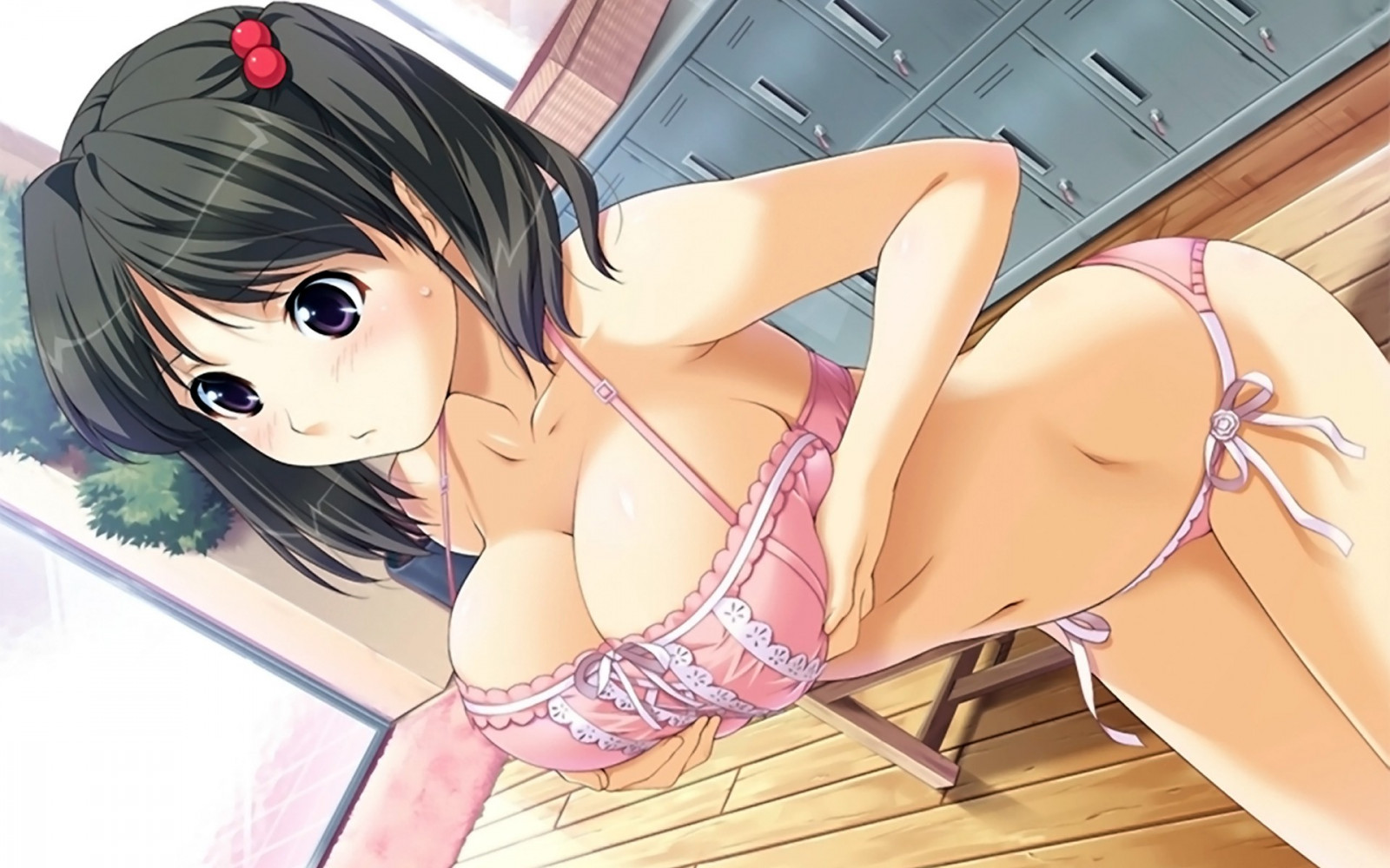 anime, anime dívky, velká prsa, kreslená pohádka, černé vlasy, výstřih, tmavé vlasy, pusa, spodní prádlo, oblečení, mangaka, hlubotiskové idol, spodní prádlo