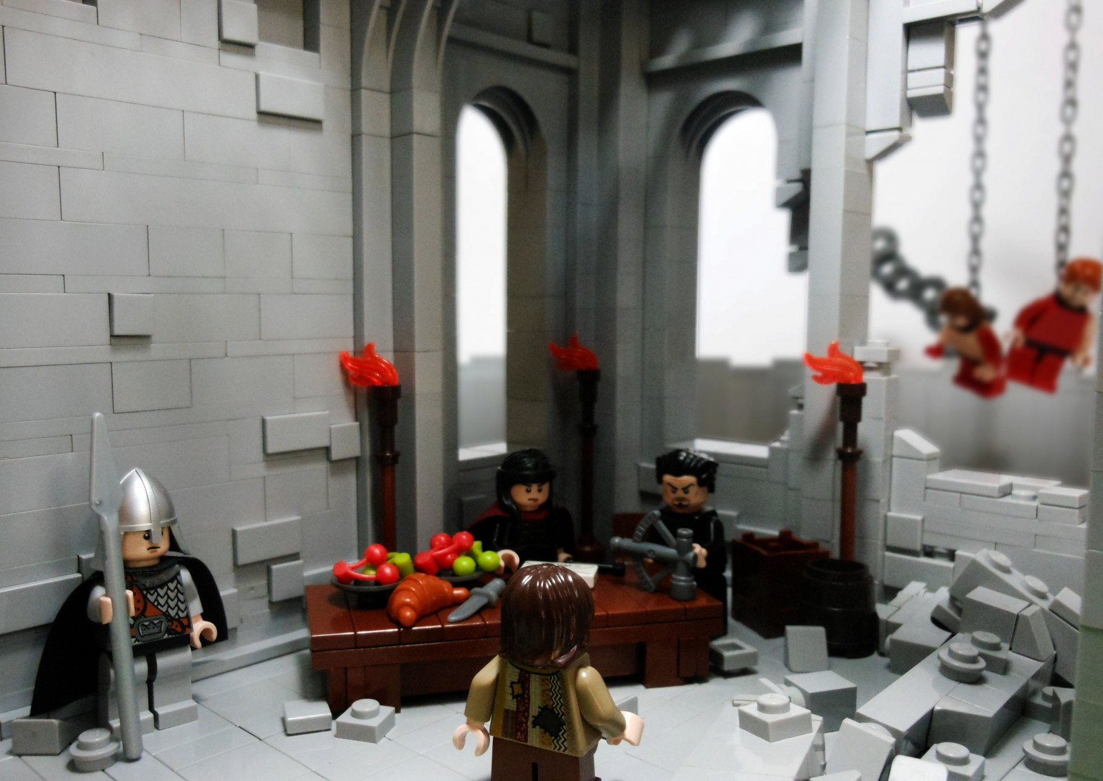 castello, LEGO, scena, medievale, Arya, avuto, Game of Thrones, Roosebolton, Harrenhall