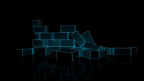 digital art, black background, neon, minimalism, illustration, 3D