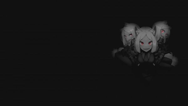 selective coloring, black background, dark background, simple background, anime girls