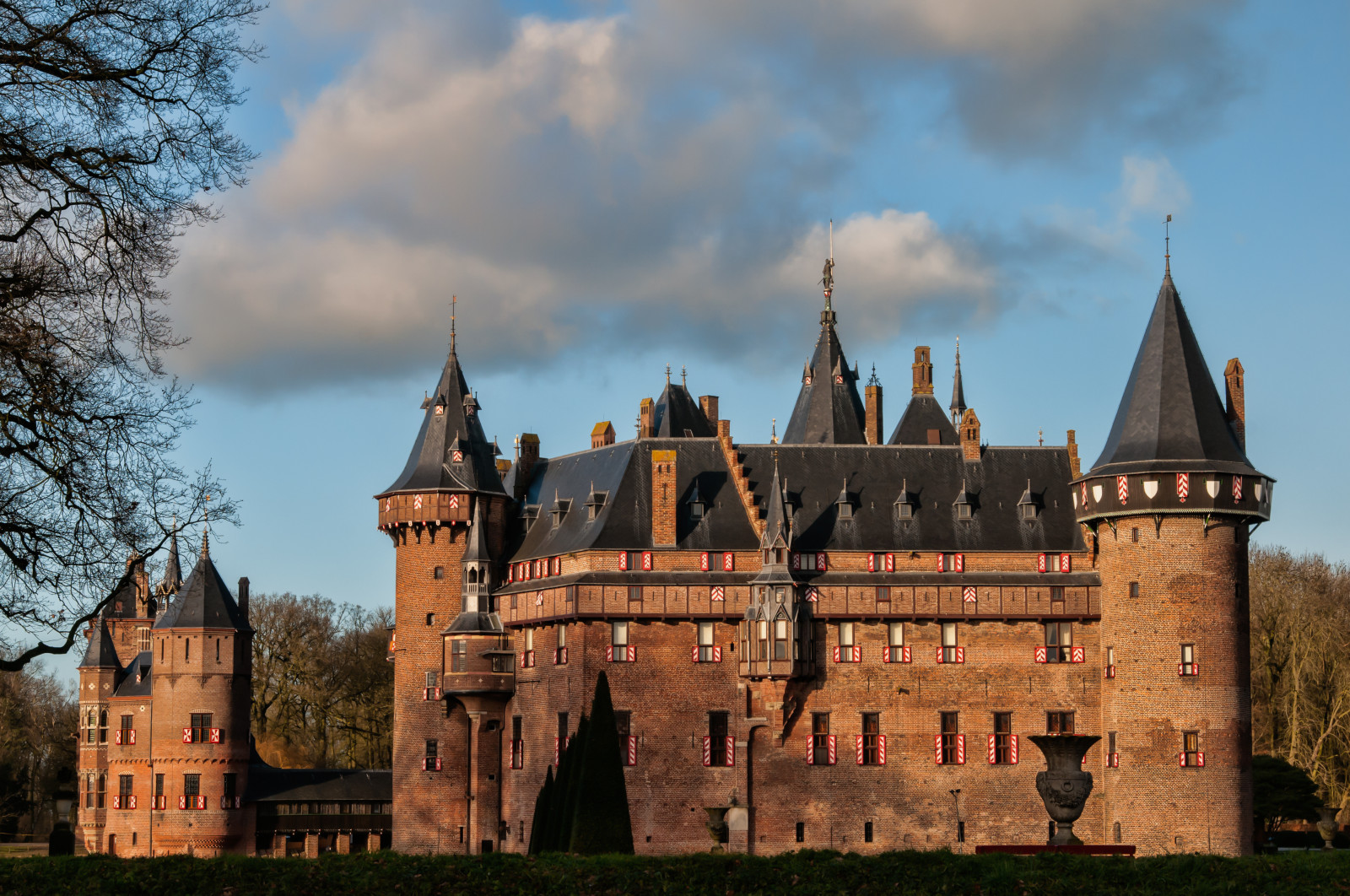 arkitektur, bygning, vinter, slot, Sol, Nikon, 2015, kloster, Lightroom, slot, de, D300S, topazlabs, justere, Haarzuilens, Haer
