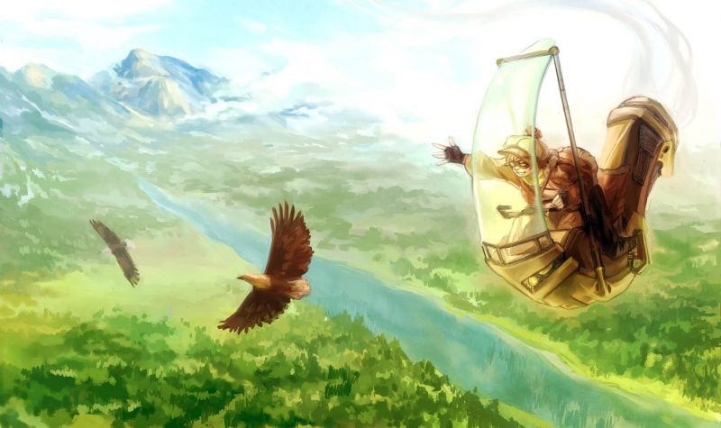 ilustrace, fantasy umění, mytologie, ptactvo, letící, Steampunk ilustrace, fantasy umění, mytologie, ptactvo, letící, Steampunk