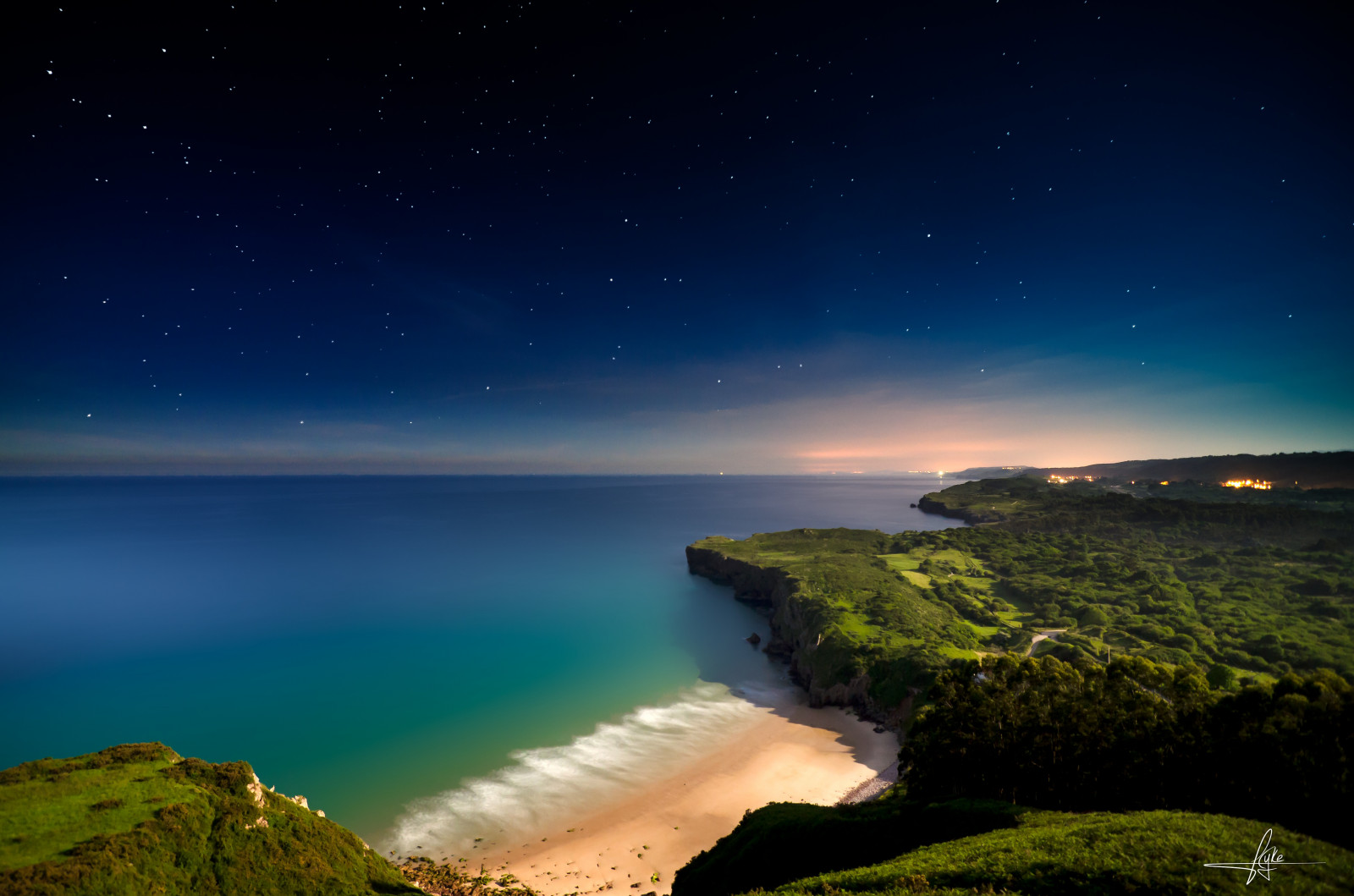 moře, noc, nebe, hvězdy, Země, pobřeží, měsíční svit, horizont, atmosféra, soumrak, jitřenka, oceán, mar, estrellas, noche, nocturna, Průhledná, Cantabrico, astronomický objekt, kyke, codigosur
