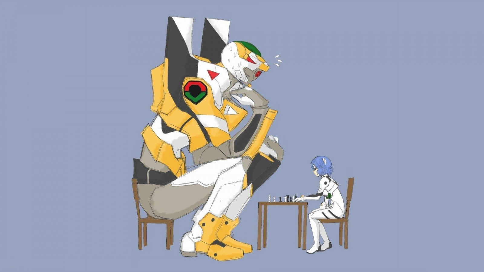 illustrazione, anime, Neon Genesis Evangelion, Ayanami Rei, cartone animato, macchina, scacchi, EVA Unità 09