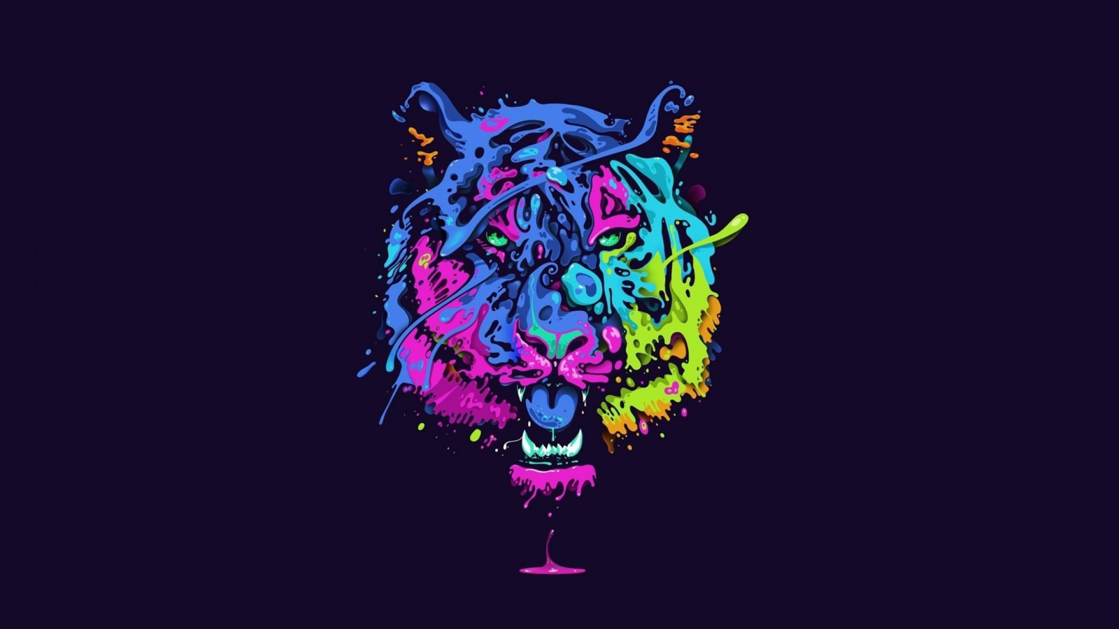 2560x1440 px, artwork, carnivore, cat, predator, psychedelic, tiger