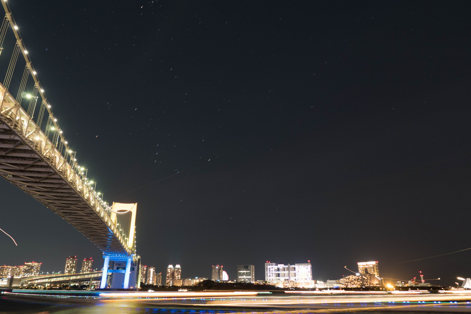 Japan, bybilledet, nat, arkitektur, køretøj, skyline, skyskraber, tårn, bro, Pen, stadion, Tokyo, Olympus, Jp, lys, belyst, belysning, milepæl, regnbuebroen, tokyobay, 12mmf20, mzuiko, penf, ZUIKO, mzuikodigitaled12mmf20