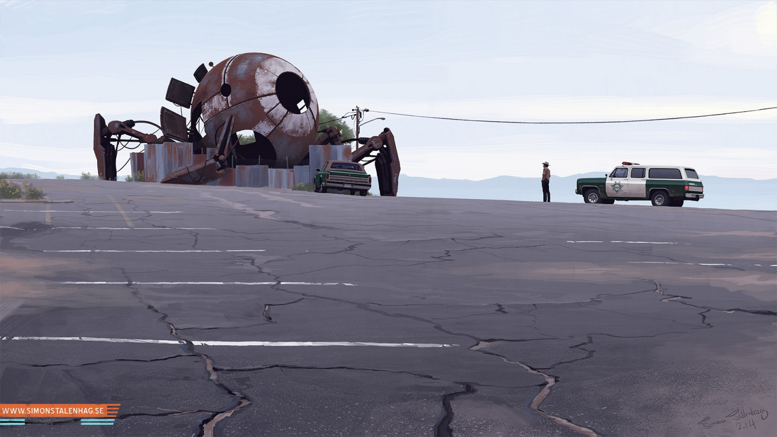 Zeichnung, futuristisch, Fahrzeug, Flugzeug, Flugzeug, Science-Fiction, Asphalt, Simon Stalenhag, Flug, Luftfahrt, Atmosphäre der Erde