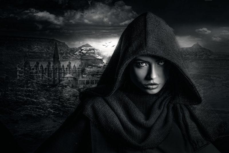 tvář, Černá, ženy, černobílý, model, fantasy umění tvář, Černá, ženy, černobílý, model, fantasy umění