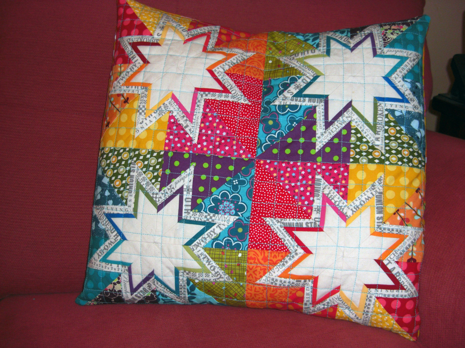 regnbue, pude, bytte rundt, lone, patchwork, starburst
