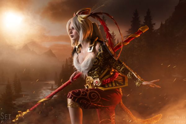 Monkey King,Darya Kravets,women,cosplay,Dota 2,blonde