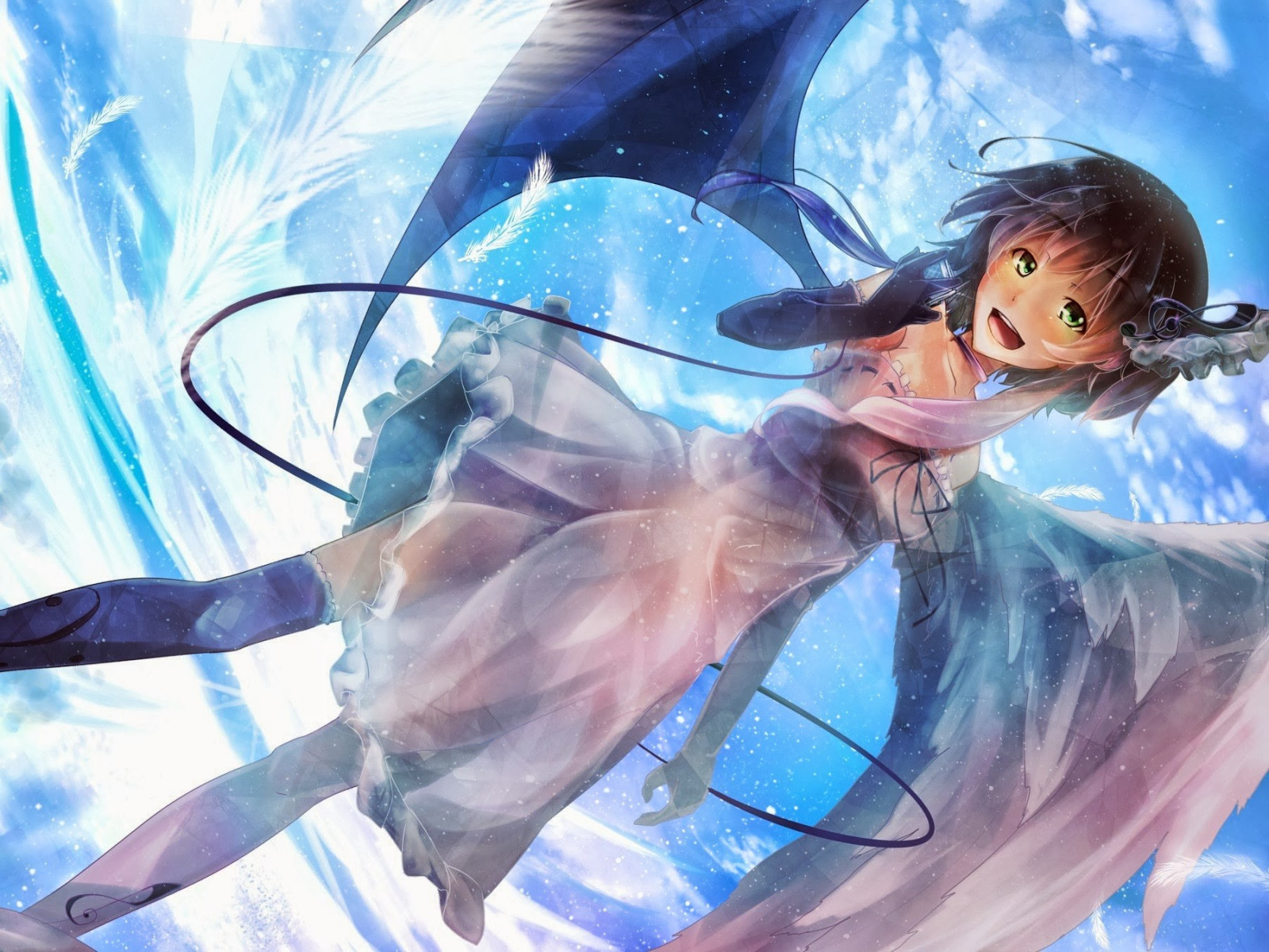ilustrasi, anime, gadis anime, sayap, karakter asli, bawah air, mitologi, karakter fiksi